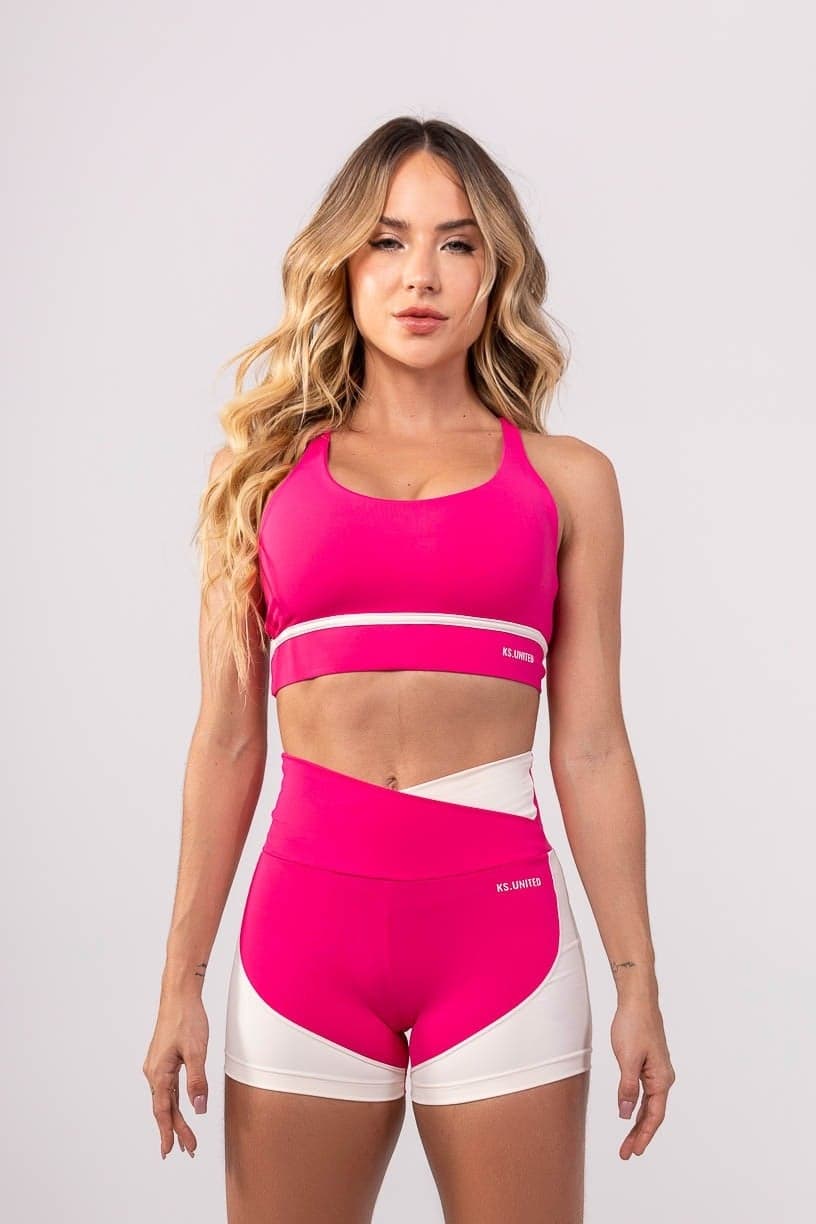 Top com Alças Duplas Cruzadas (Rosa / Off-White) | Ref: K3748-B