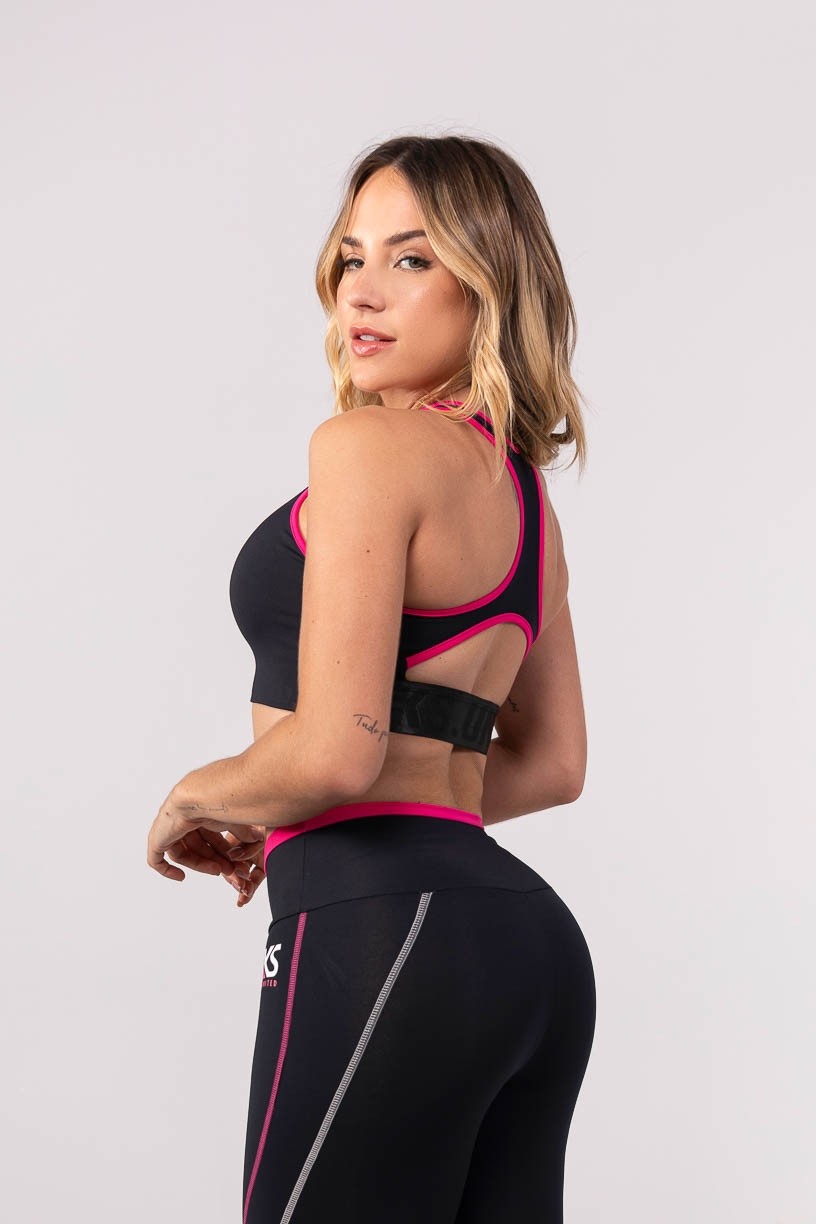 Top com Elástico Personalizado e Abertura nas Costas (Preto / Branco / Rosa) | Ref: K3772-A