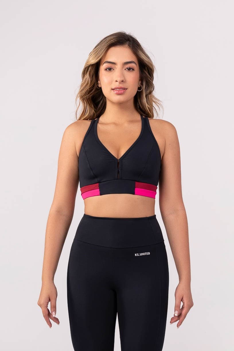 Top com Decote V e Alças Duplas Cruzadas (Preto / Rosa / Vinho) | Ref: K3837-A