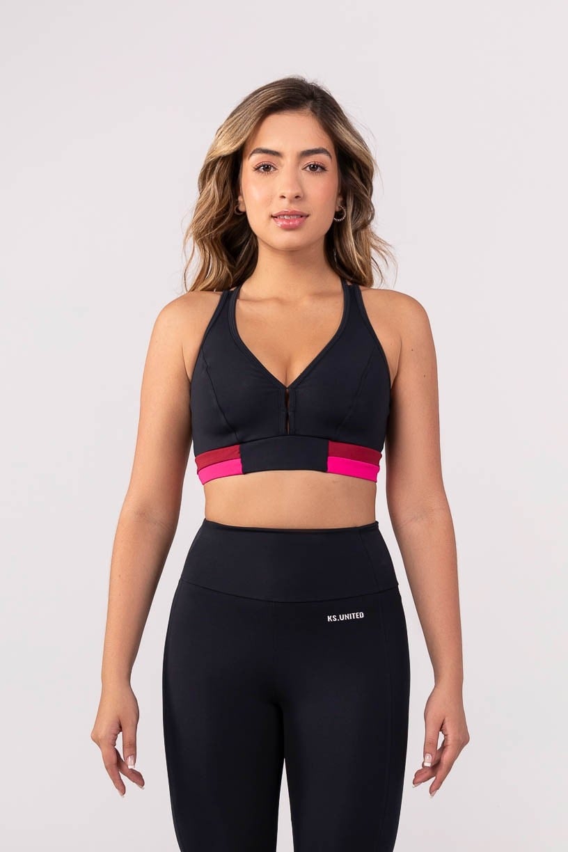 Top com Decote V e Alças Duplas Cruzadas (Preto / Rosa / Vinho) | Ref: K3837-A