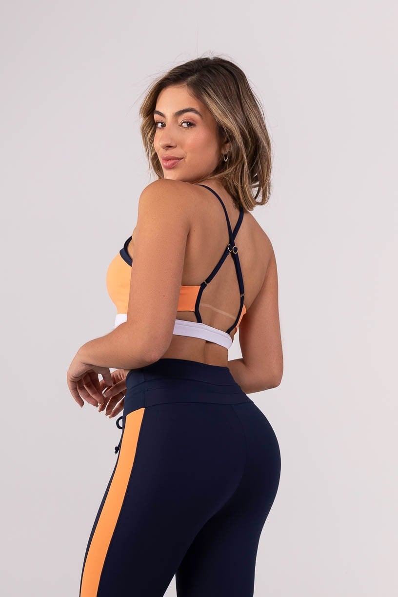 Top com Alças Cruzadas Reguláveis (Laranja / Azul Marinho / Off-White) | Ref: K3859-A