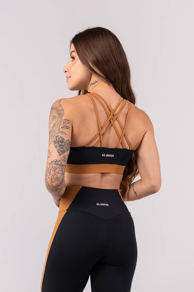 Top Bicolor com Alças Entrelaçadas (Preto / Marrom) | Ref: K3912-A