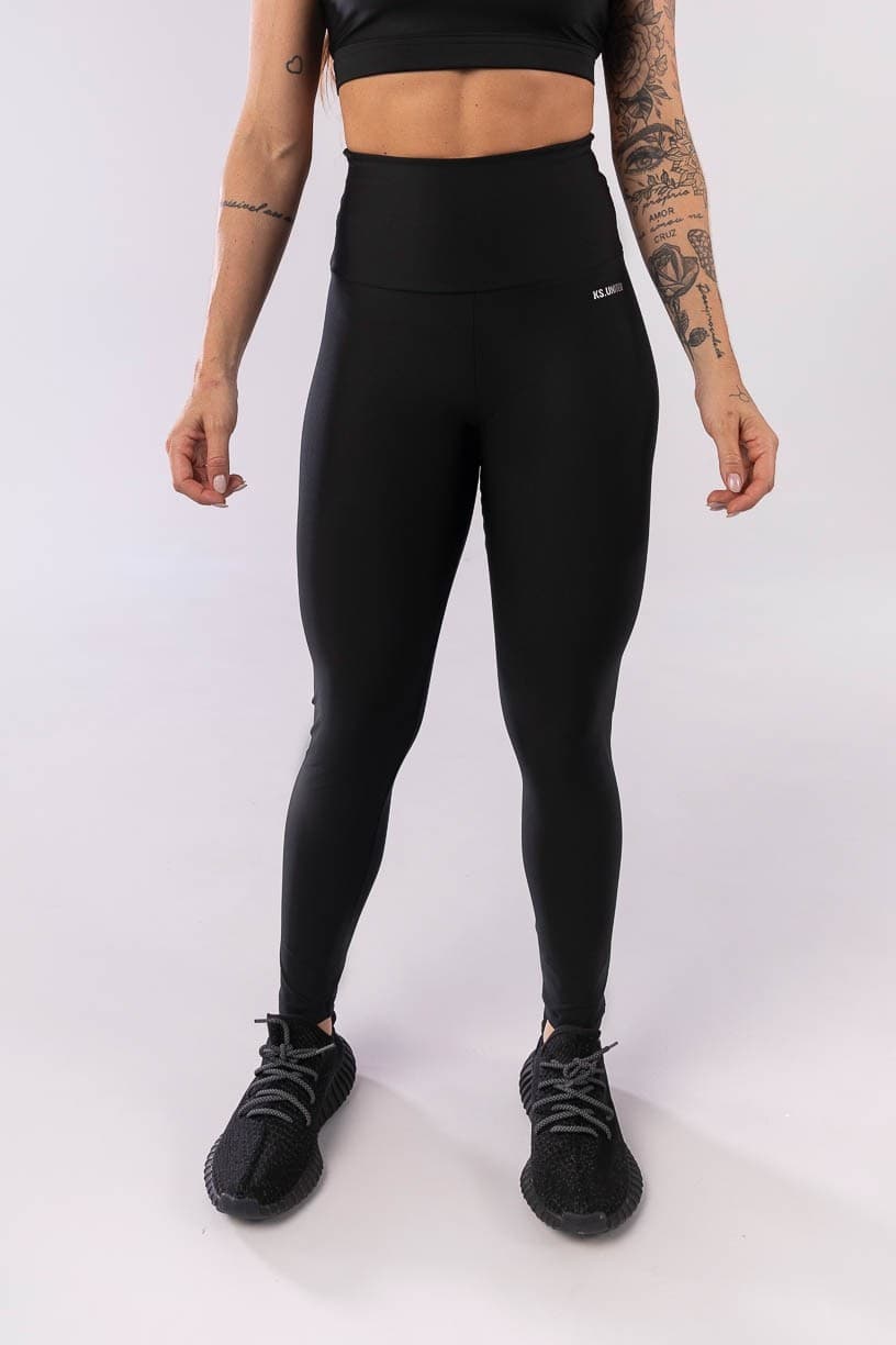 Calça Legging com Cós Trançado (Preto) | Ref: K3945-A
