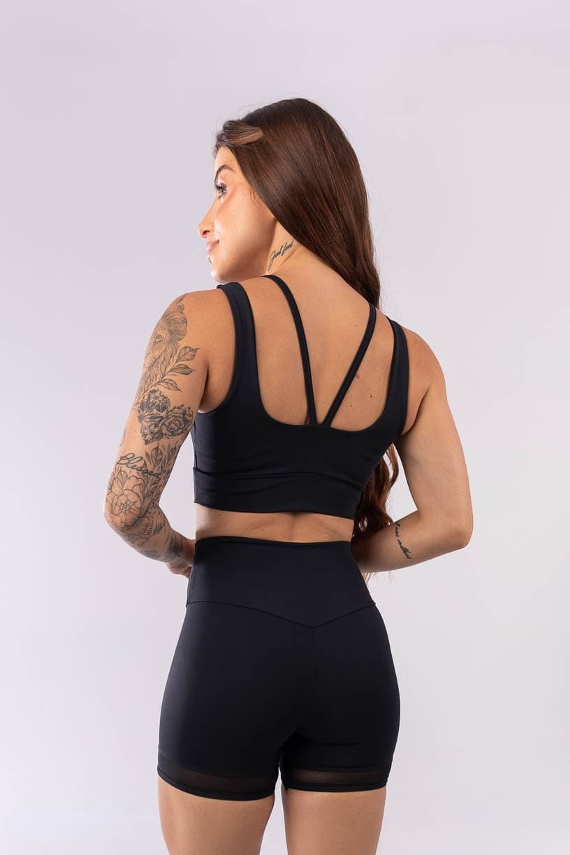 Top com Decote de Tule (Preto) | Ref: K3954-A