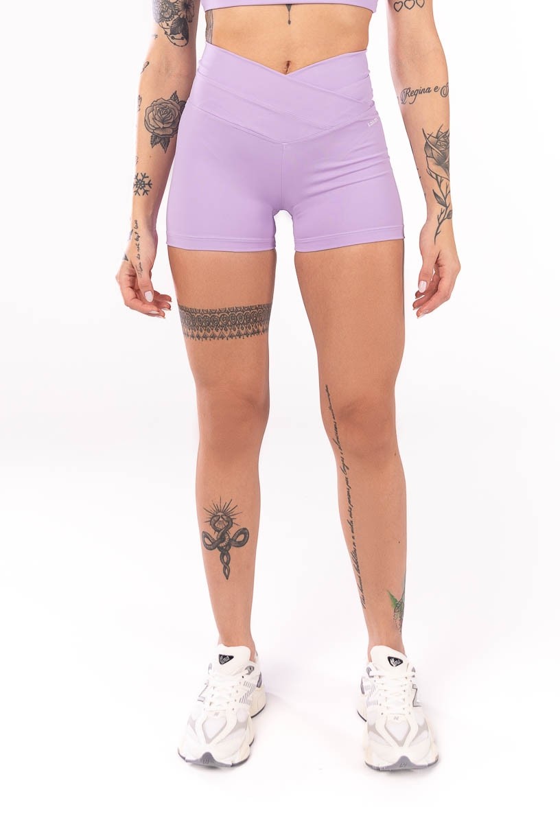 Short com Cós Transpassado Frente e Costas (Lilás) | Ref: K4043-C