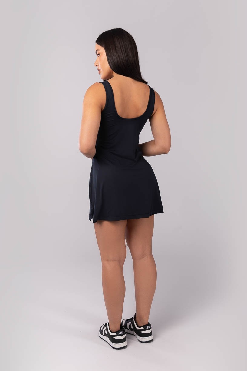 Vestido Beach Tennis com Fenda (Preto) | Ref: K4064-A