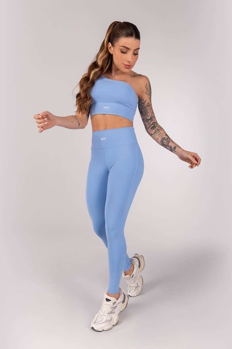 Calça Legging com Emborrachado (Azul Claro) | Ref: K4236-A