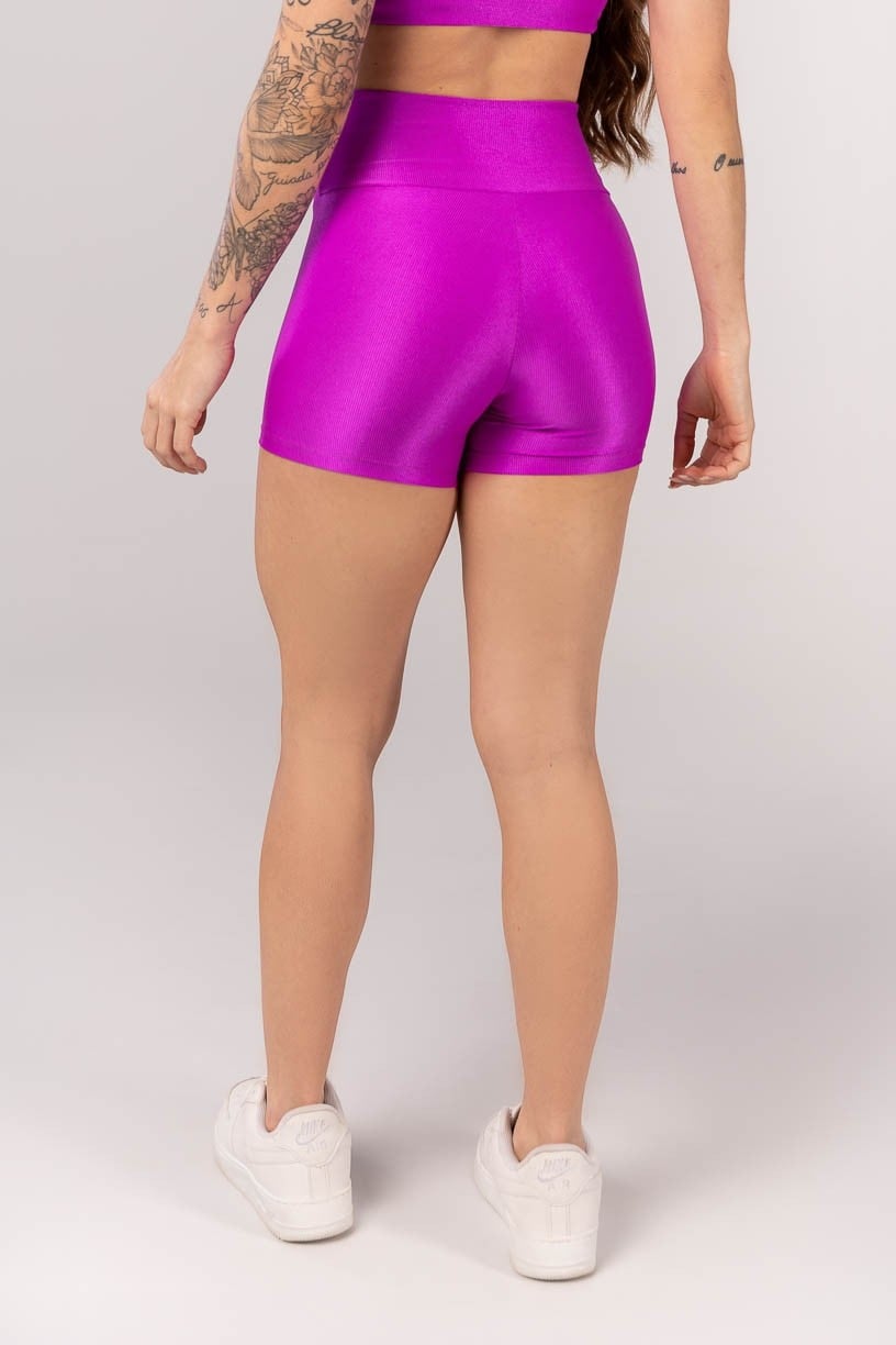 Short Canelado com Cós Transpassado (Roxo) | Ref: K4252-B