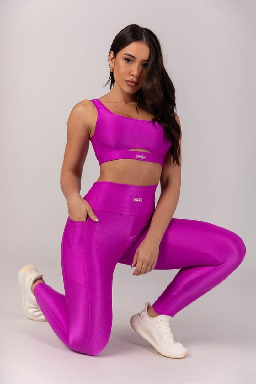 Calça Legging com Bolsos Laterais (Roxo) | Ref: K4306-B
