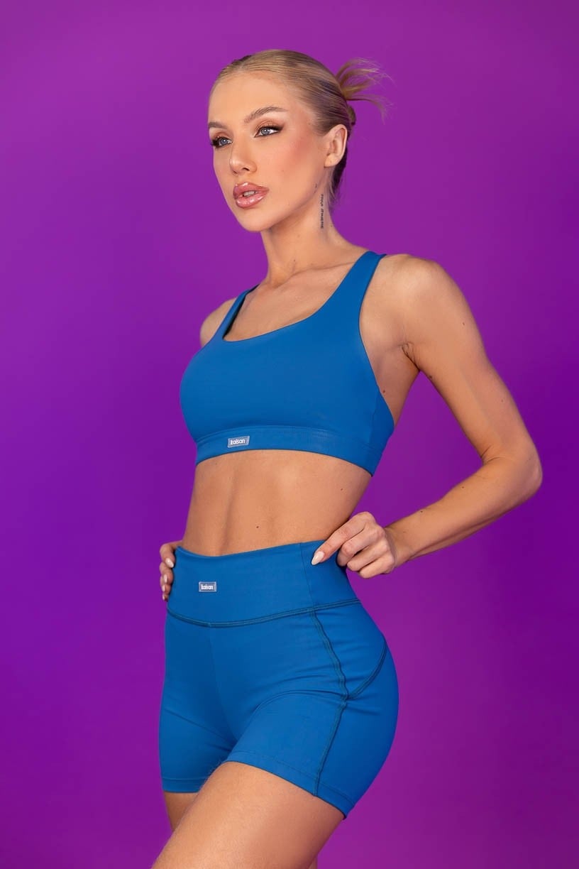 Short com Recortes e Cobertura (Azul) | Ref: K4353-B