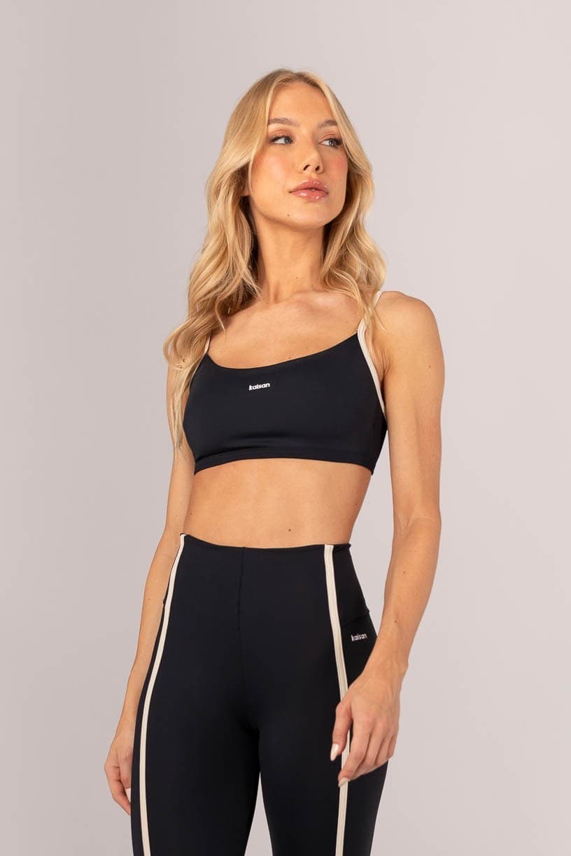 Top com Alças Reguláveis e Costas Aberta (Preto / Bege) | Ref: K4354-A