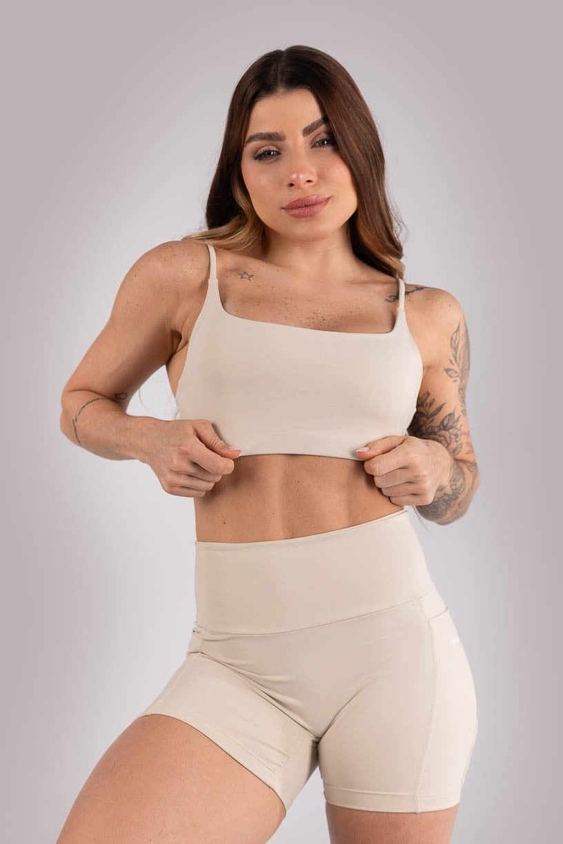 Short sem Gancho e com Bolsos (Bege) | Ref: K4414-C