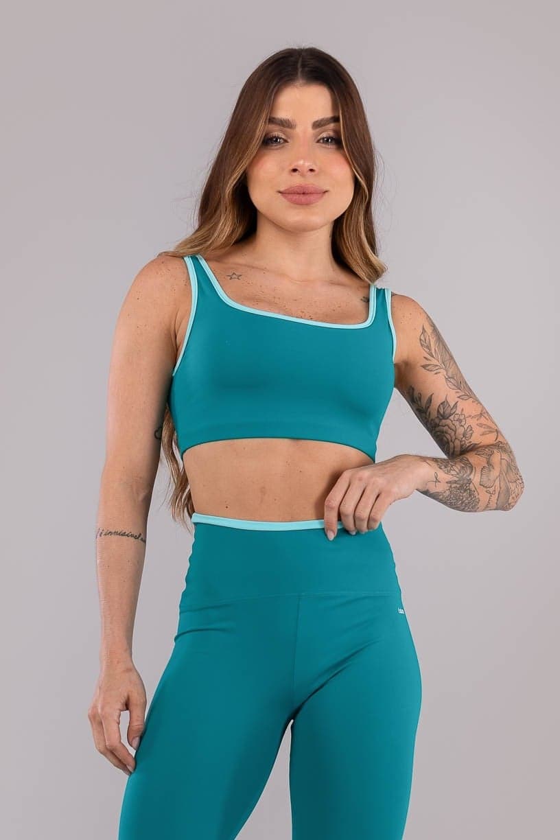 Top Alças Largas e Viés Contrastante (Jade / Azul Turquesa) | Ref: K4219-D