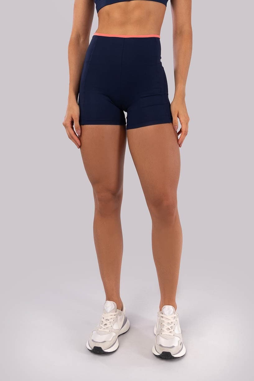 Short com Recortes e Viés na Cintura (Azul Marinho / Aquarela) | Ref: K4516-A