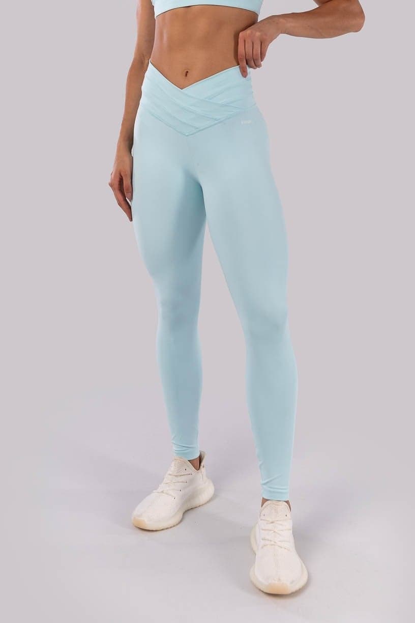 Calça Legging com Cós Transpassado com Cobertura (Azul Bebê) | Ref: K4518-B