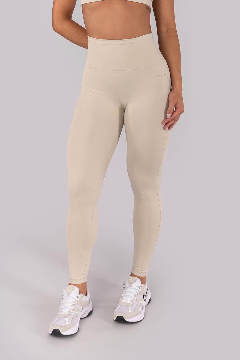Calça Legging com Vira e Cós em V (Bege) | Ref: K4290-E