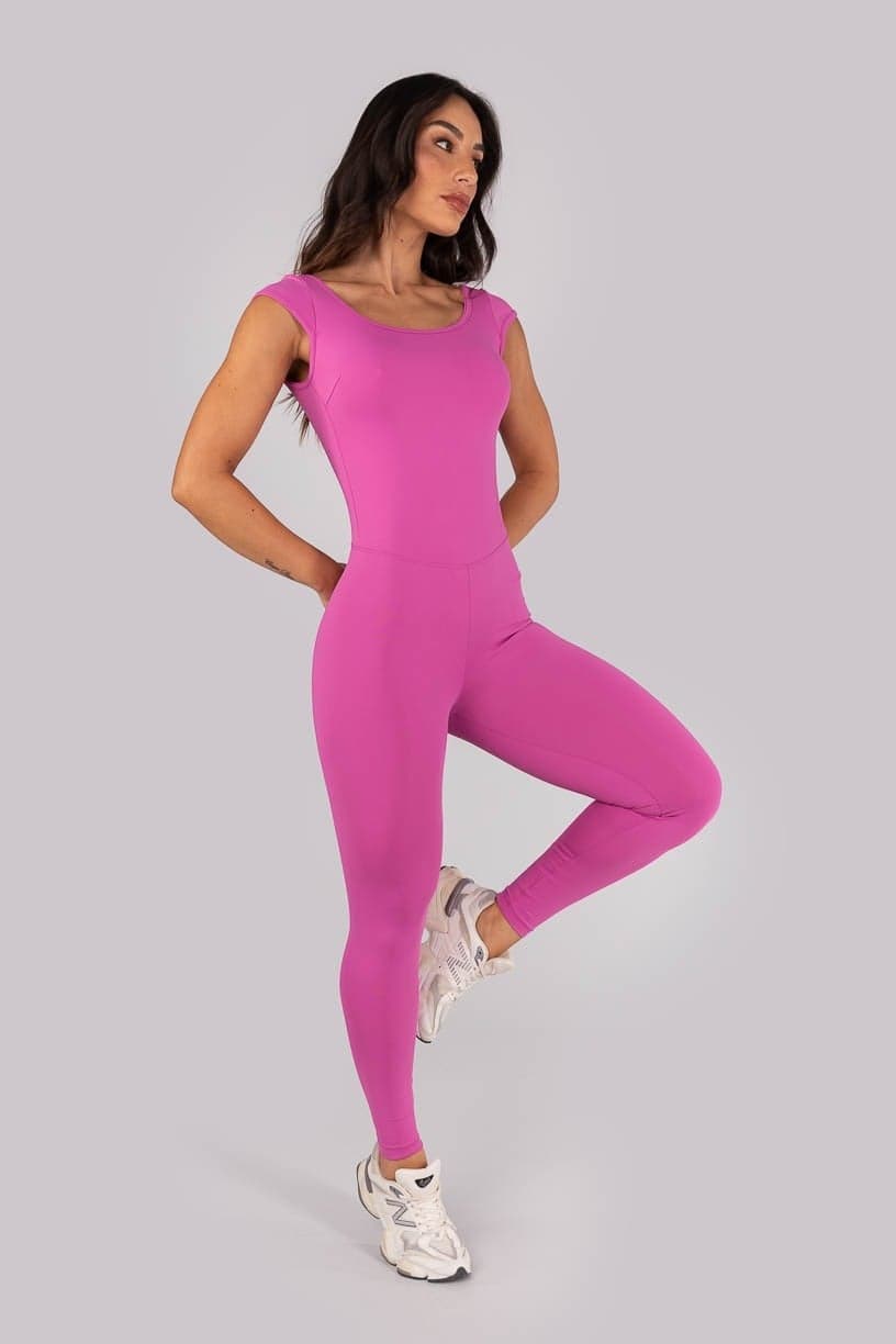 Macacão com Manga Japonesa e Tiras Cruzadas (Rosa Fúcsia) | Ref: K4573-B