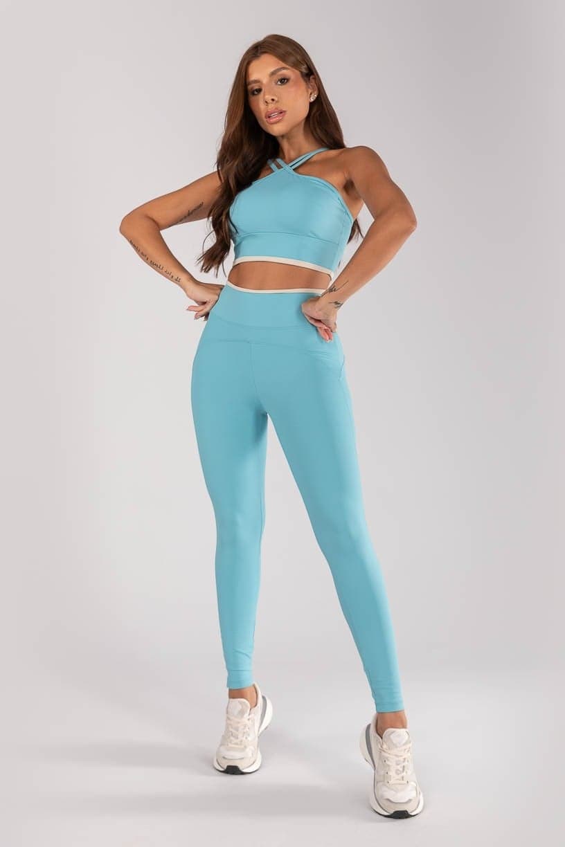 Calça Legging com Recortes e Vira (Brisa / Off-White) | Ref: K4622-A