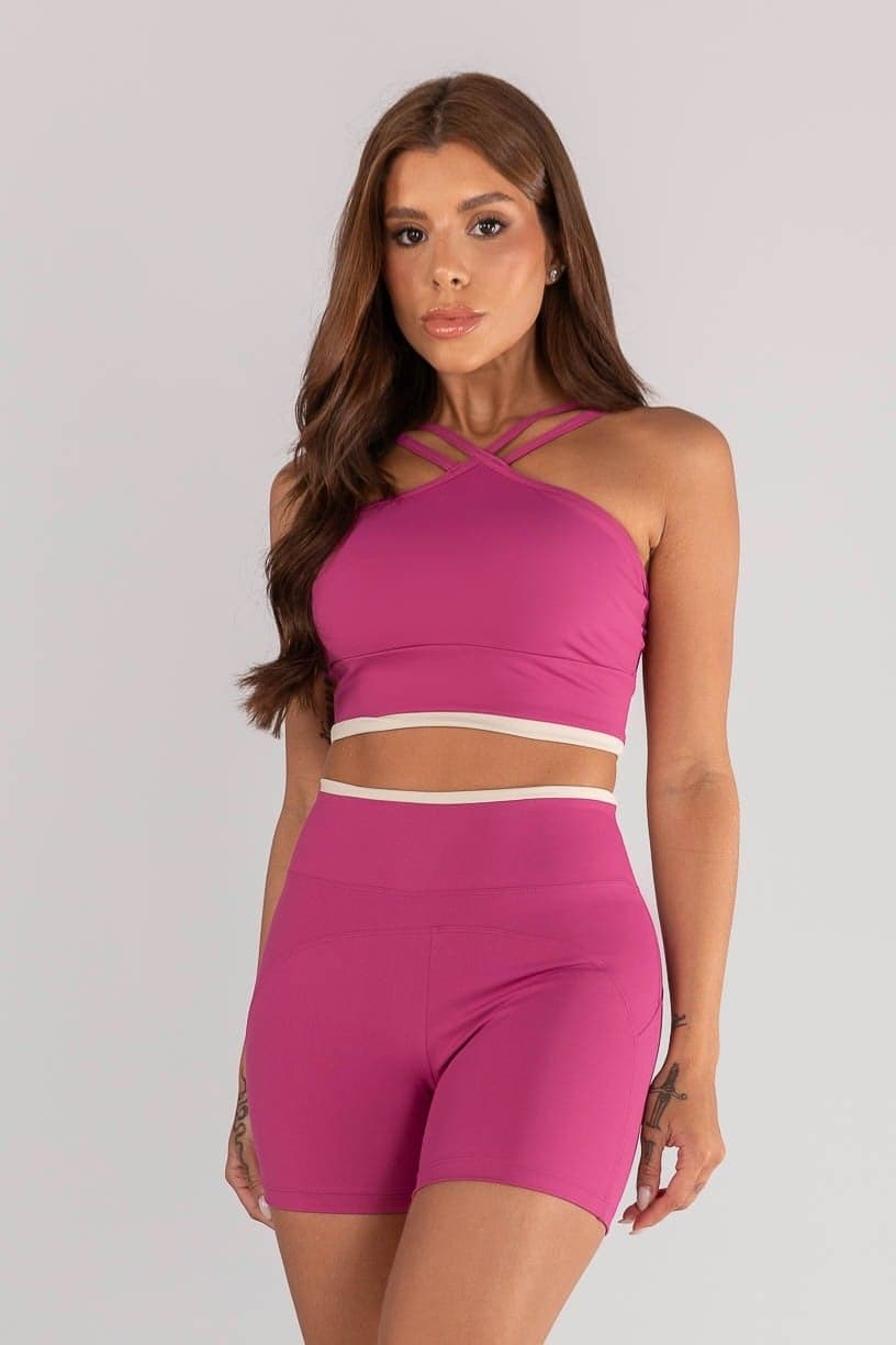 Top Cava Americana com Alças Duplas e Vira (Sorbet / Off-White) | Ref: K4621-B