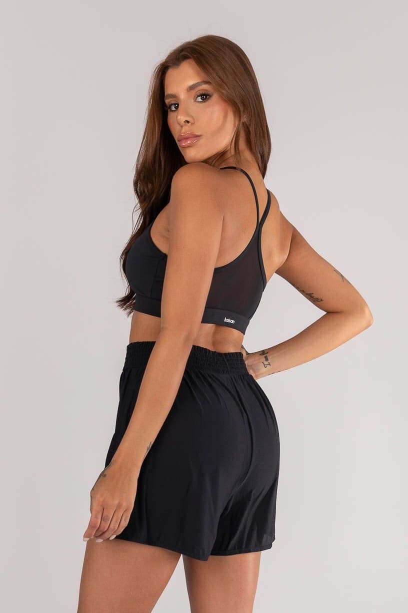 Top Alças com Recorte Em Tule (Preto) | Ref: K4638-A