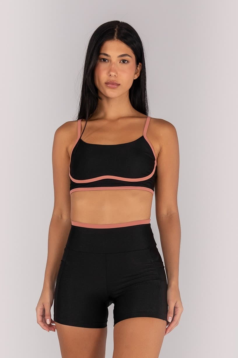 Top Platinado com Alças (Preto / Telha) | Ref: K4691-A