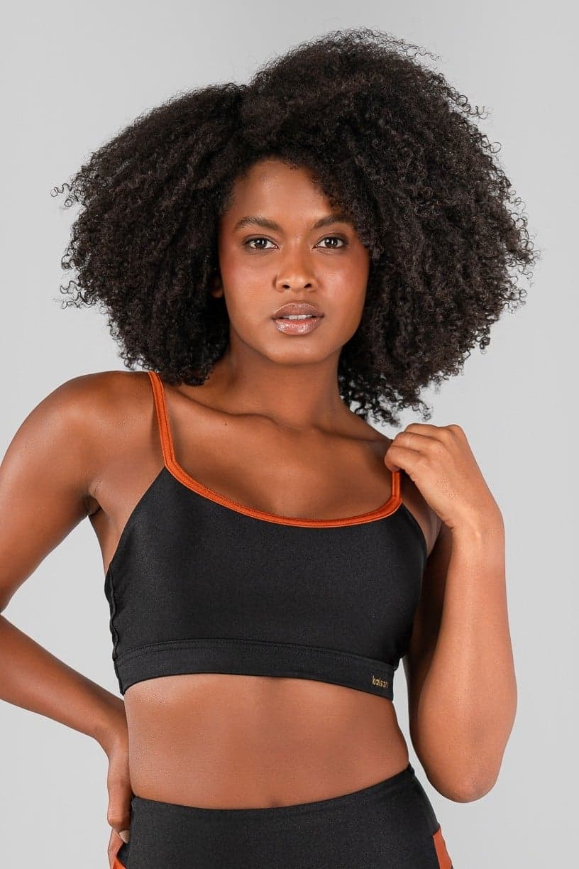 Top com Alças Reguláveis e Tiras nas Costas (Preto / Bronze) | Ref: K4154-D