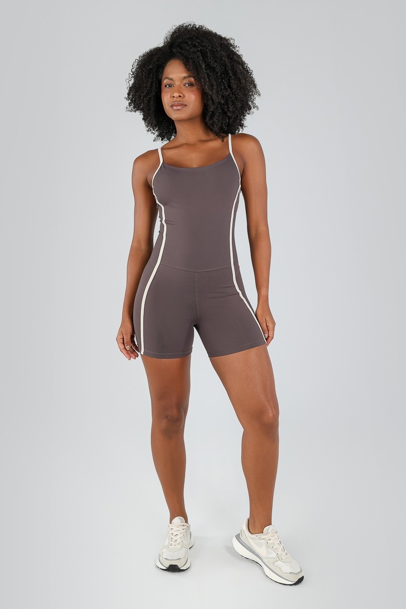 Macaquinho com Alças Contrastantes (Trufa / Off-White) | Ref: K4737-A