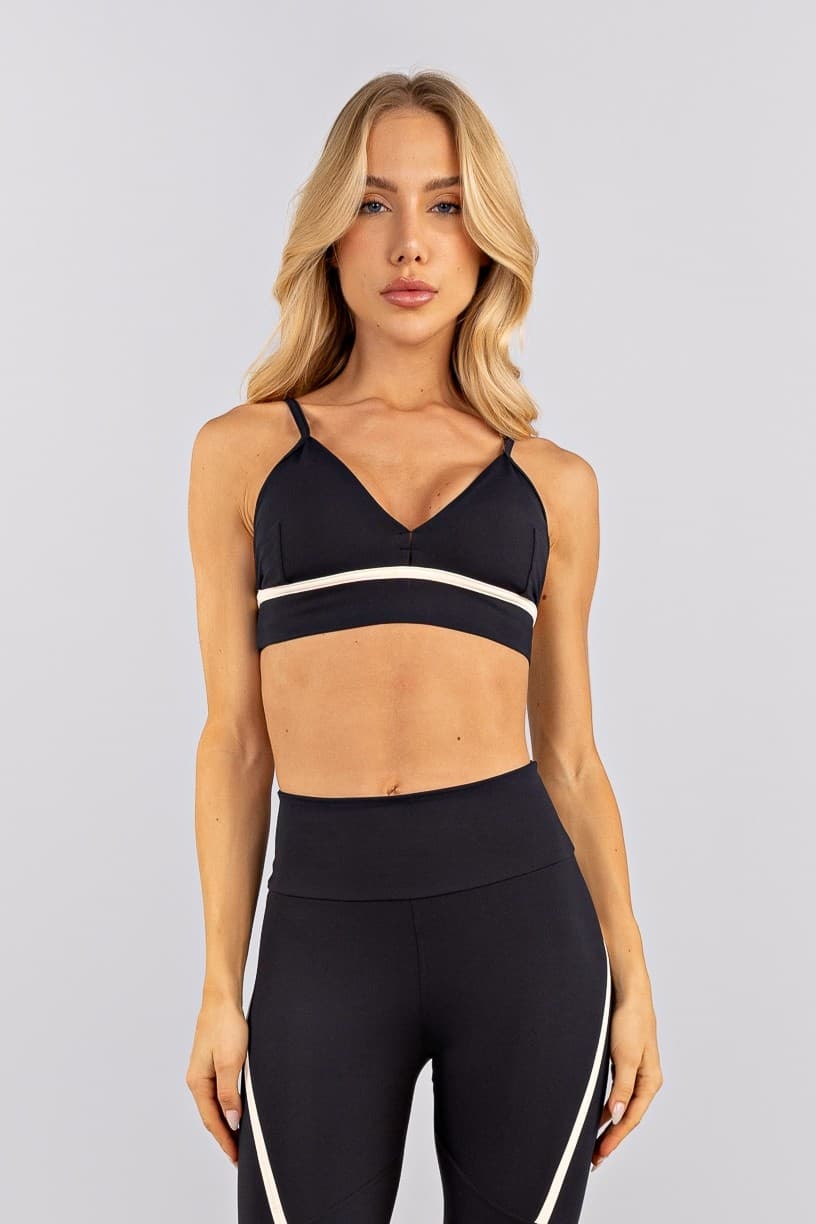 Top Triângulo com Chapado e Alças Reguláveis (Preto / Vanilla) | Ref: K4744-A