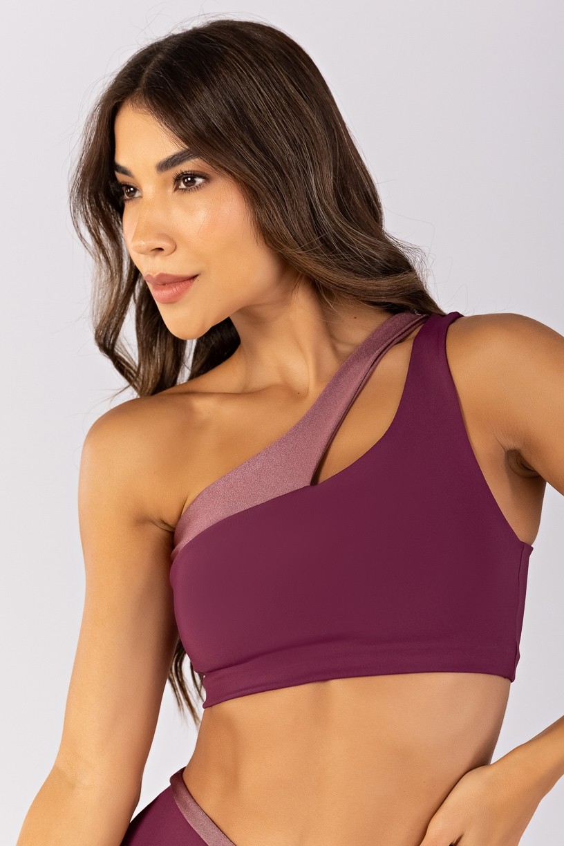 Top Assimétrico com Abertura no Ombro (Uva / Rosa Vintage) | Ref: K4495-B