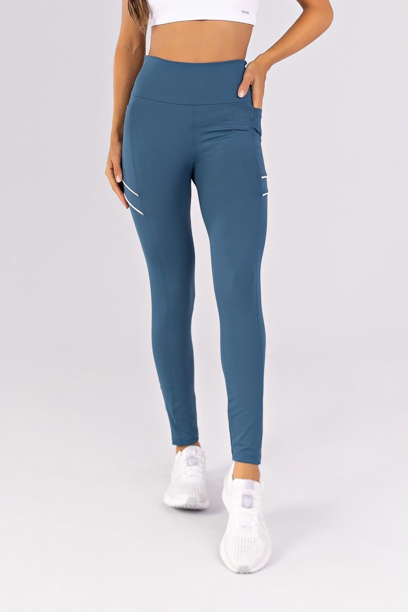 Calça Legging com Vivos nos Bolsos Laterais (Alquimia / Branco) | Ref: K4788-A