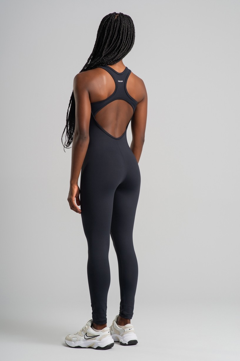 Macacão com Zíper e Frente Inteira (Preto) | Ref: K4839-A