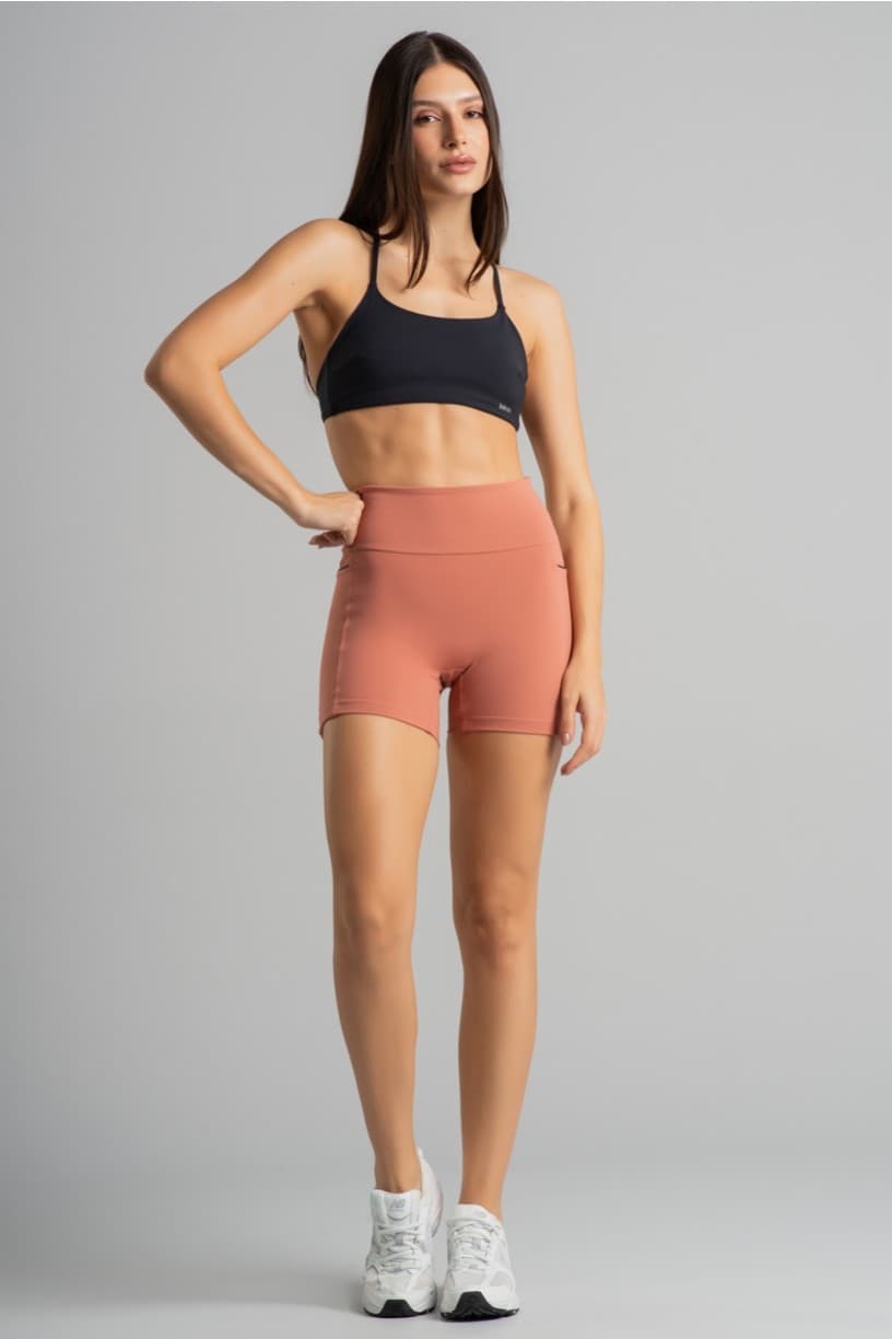 Short com Detalhe de Vivo nos Bolsos (Telha / Preto) | Ref: K4850-A