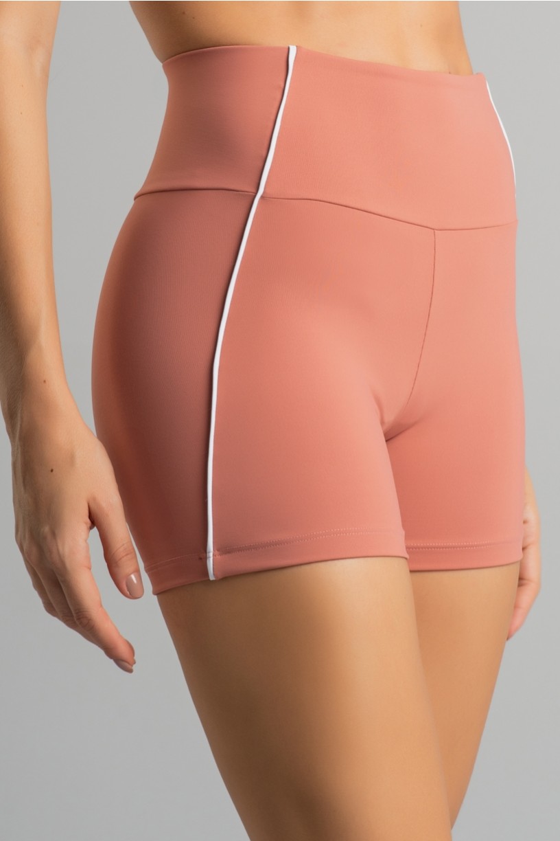 Short com Vivo Contrastante (Telha / Branco) | Ref: K4856-B