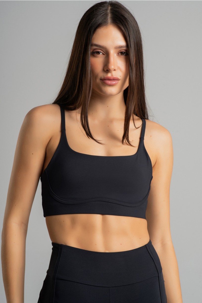 Top com Alças e Detalhe em Chapado (Preto) | Ref: K4860-B