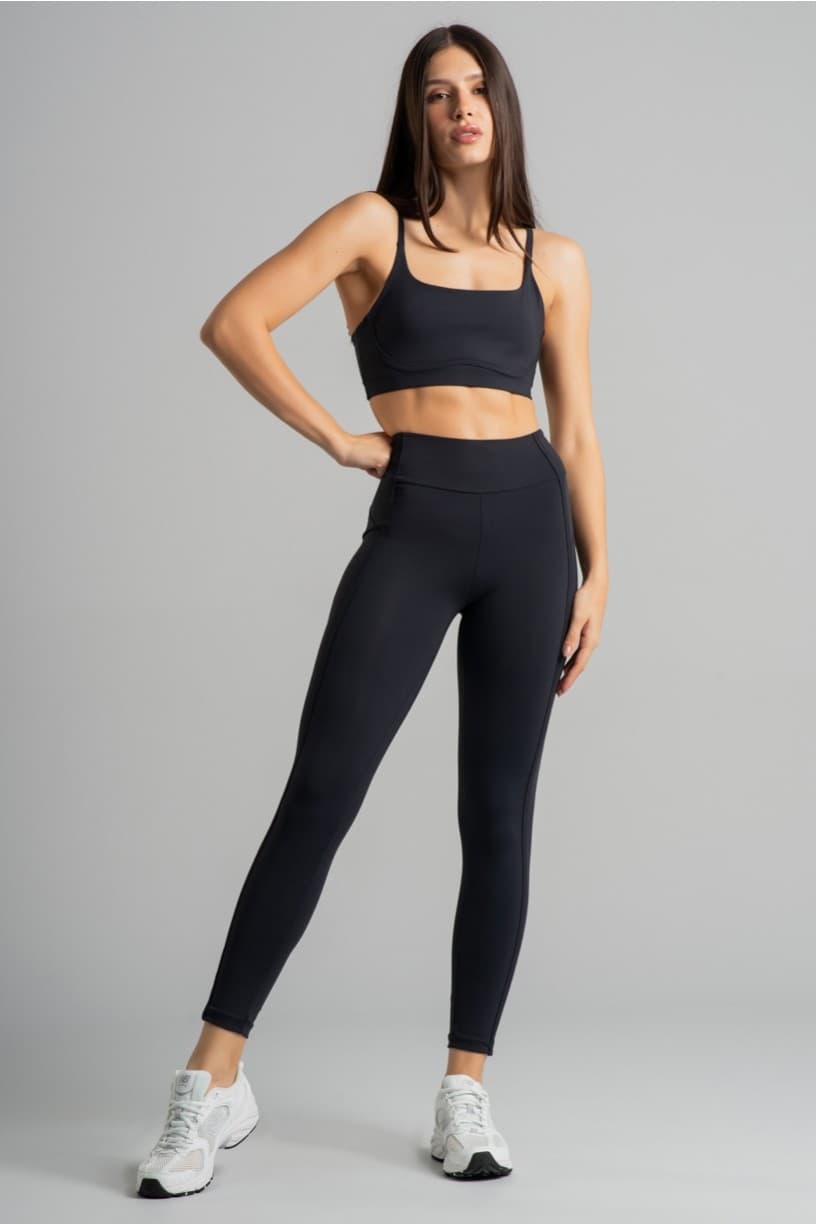 Calça Legging com Recorte e Chapado (Preto) | Ref: K4861-B