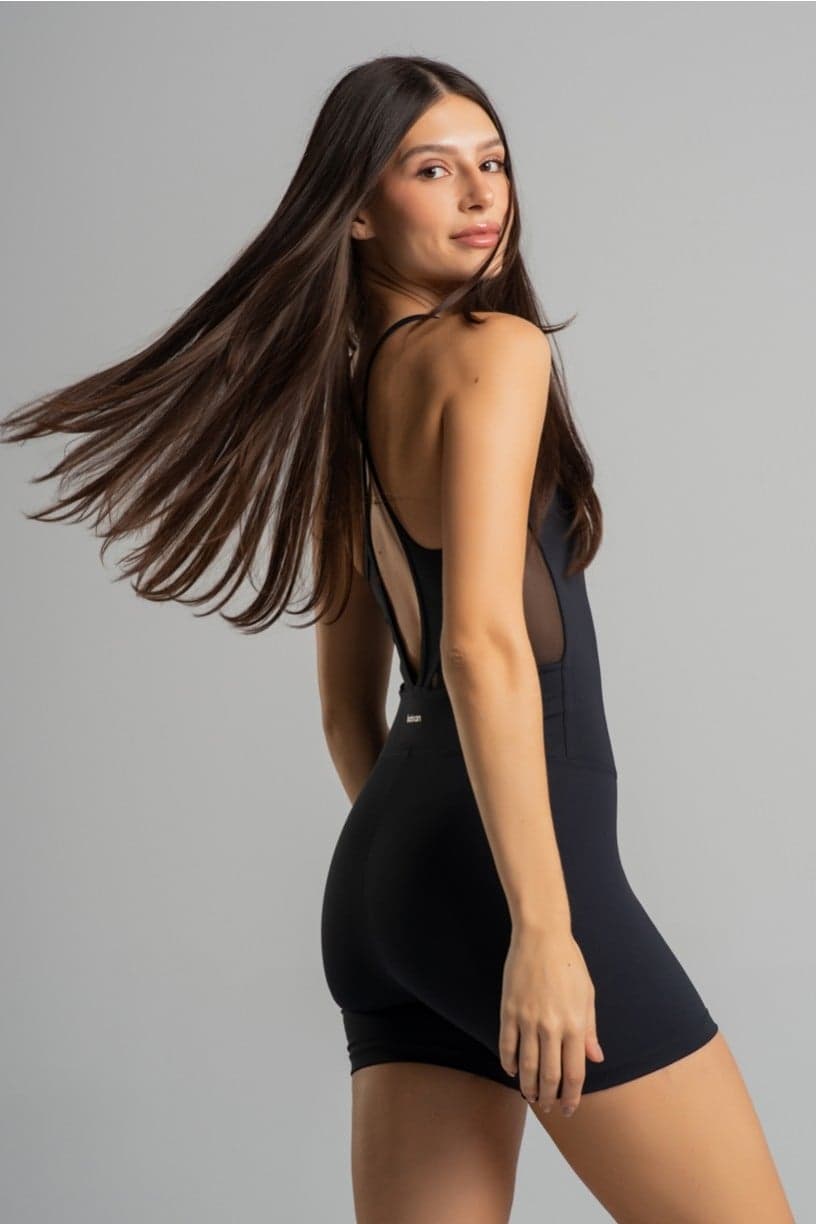 Macaquinho com Recortes em Tule (Preto) | Ref: K4864-A