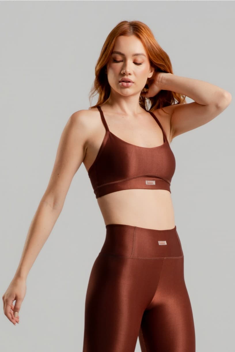 Top Canelado com Alças Cruzadas (Marrom) | Ref: K4492-C