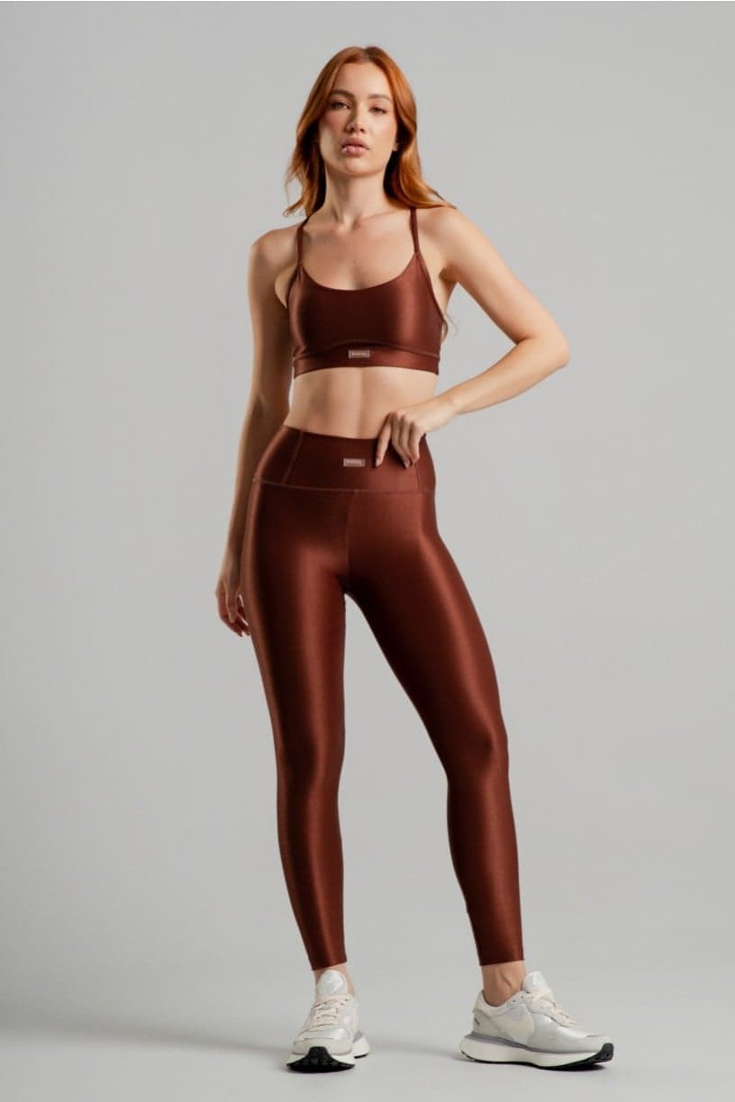 Calça Legging Canelado com Bolso no Cós (Marrom) | Ref: K4493-C