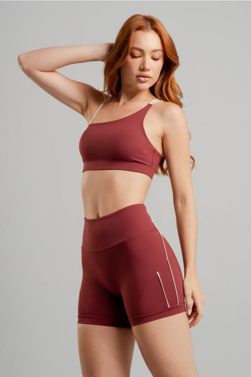 Short sem Gancho com Vivo Contrastante (Rum / Off-White) | Ref: K4876-A