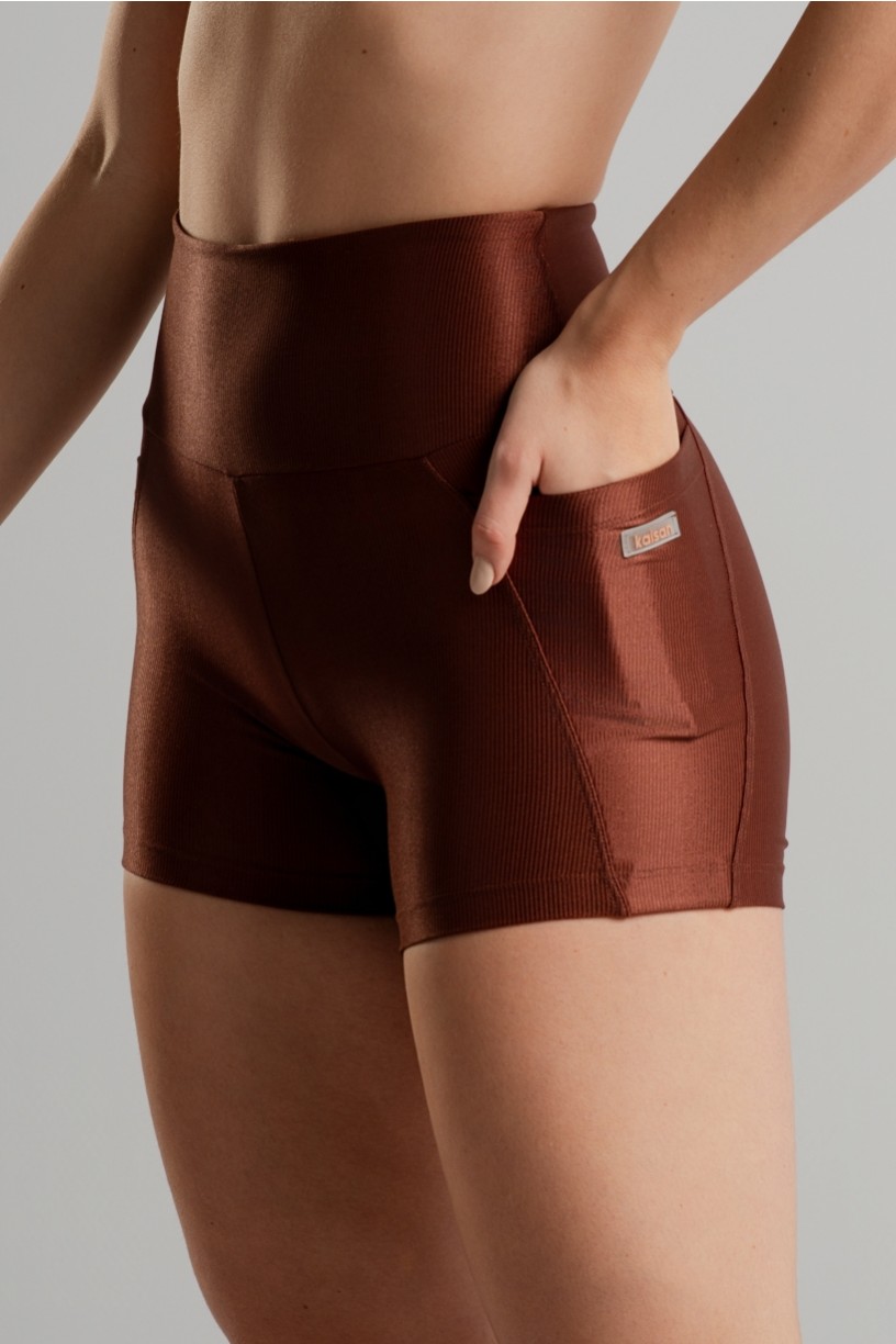 Short Canelado com Bolsos Laterais (Terra) | Ref: K4885-A