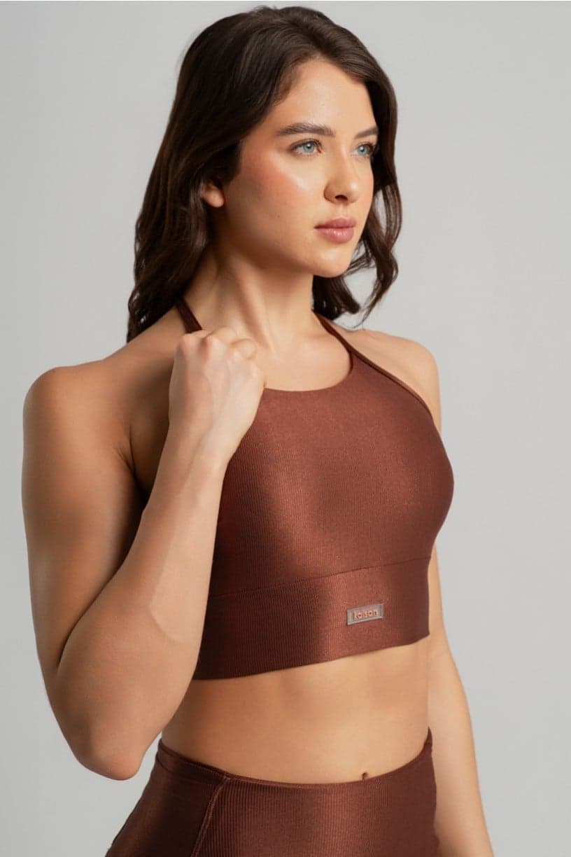 Top Canelado com Alças Cruzadas (Café) | Ref: K4942-A
