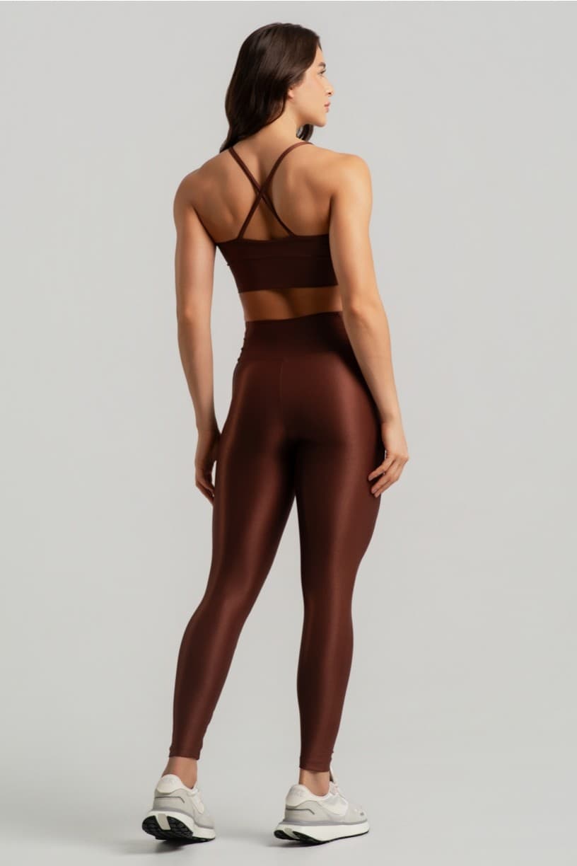 Calça Legging Canelada sem Gancho com Bolsos (Café) | Ref: K4943-A