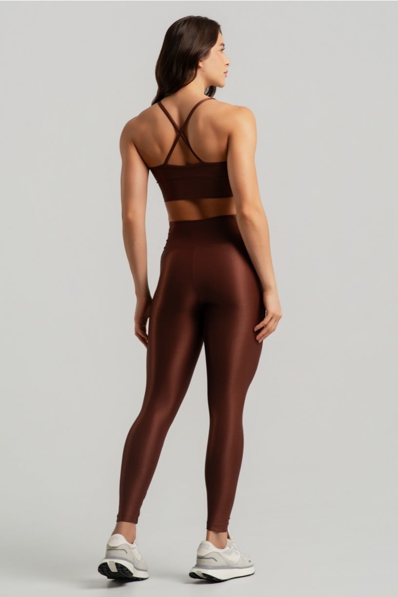 Calça Legging Canelada sem Gancho com Bolsos (Café) | Ref: K4943-A