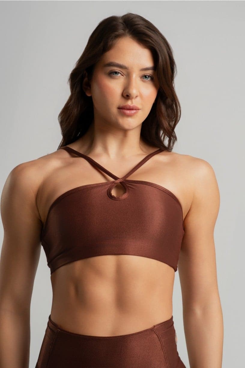 Top Canelado com Gota e Alças Reguláveis (Café) | Ref: K4944-A