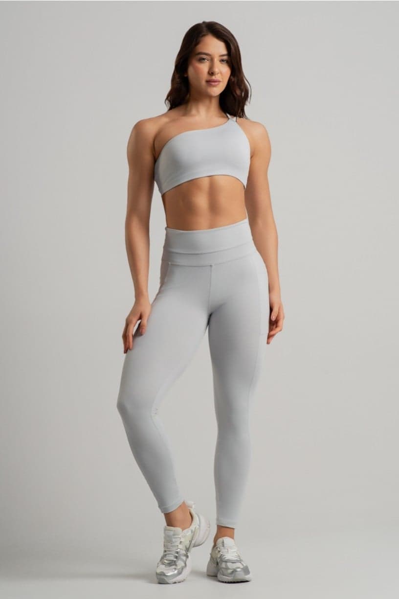 Top com Decote Assimétrico com Alças Duplas em Rolotê (Gelo) | Ref: K4715-C