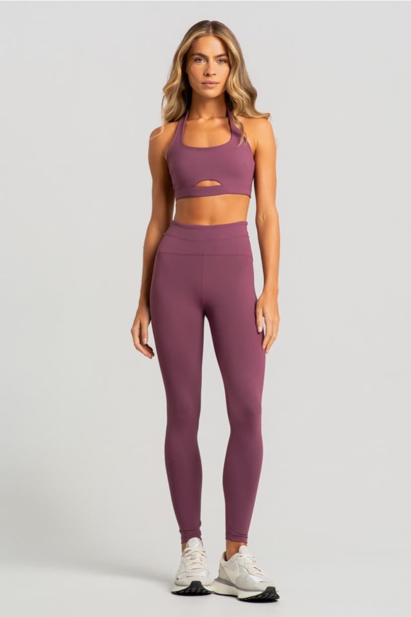 Calça Legging com Recortes no Cós (Malva) | Ref: K4957-A