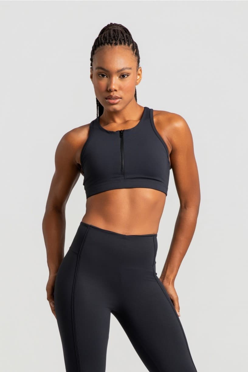 Top com Decote Alto e Zíper (Preto) | Ref: K4965-A