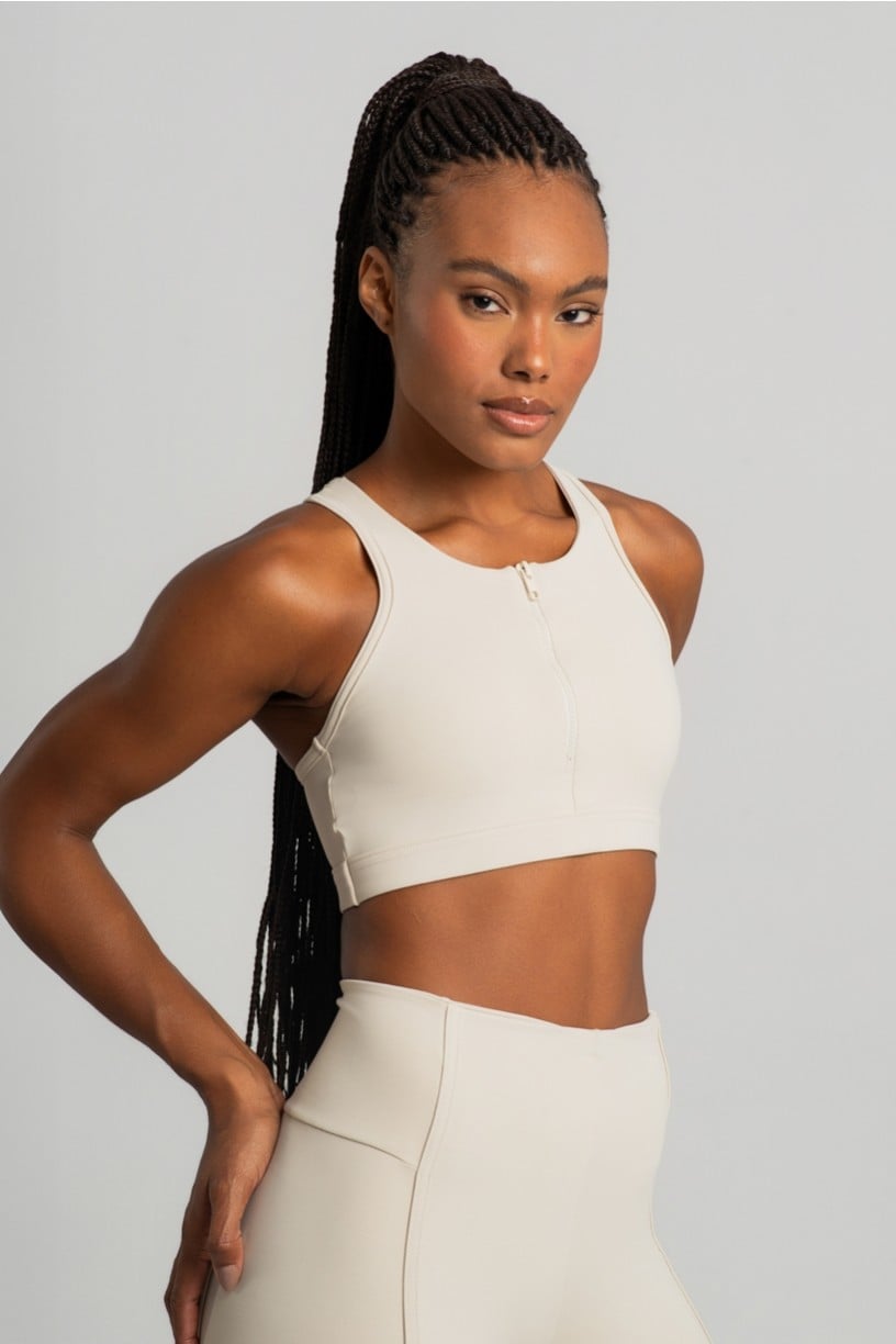 Top com Decote Alto e Zíper (Off-White) | Ref: K4965-B