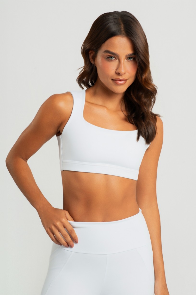 Top com Decote Quadrado e Costas Abertas (Branco) | Ref: K4600-F