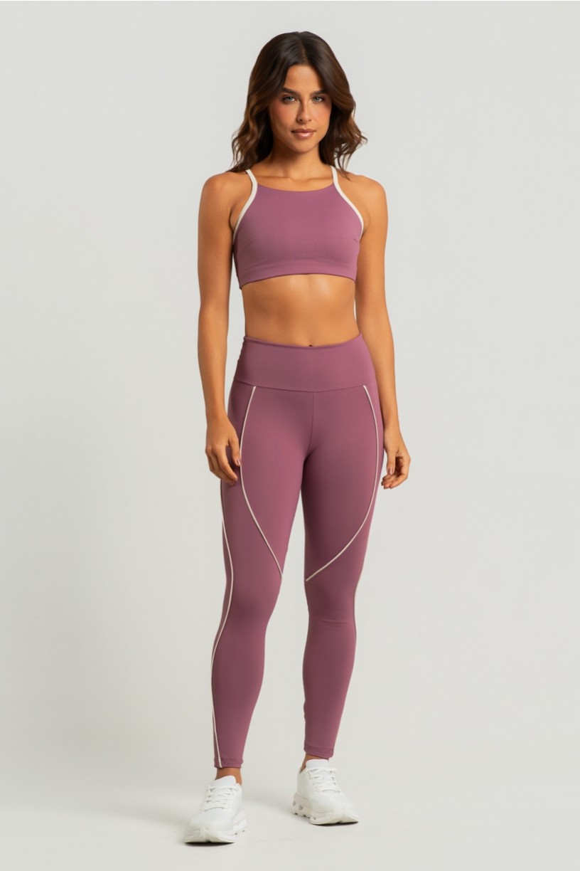 Top com Decote Alto e Alças Cruzadas (Malva / Off-White) | Ref: K4597-D